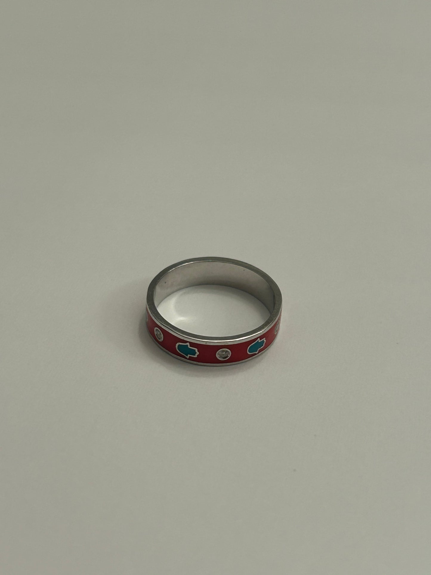 Fatima Hand and Diamonds Red Ring