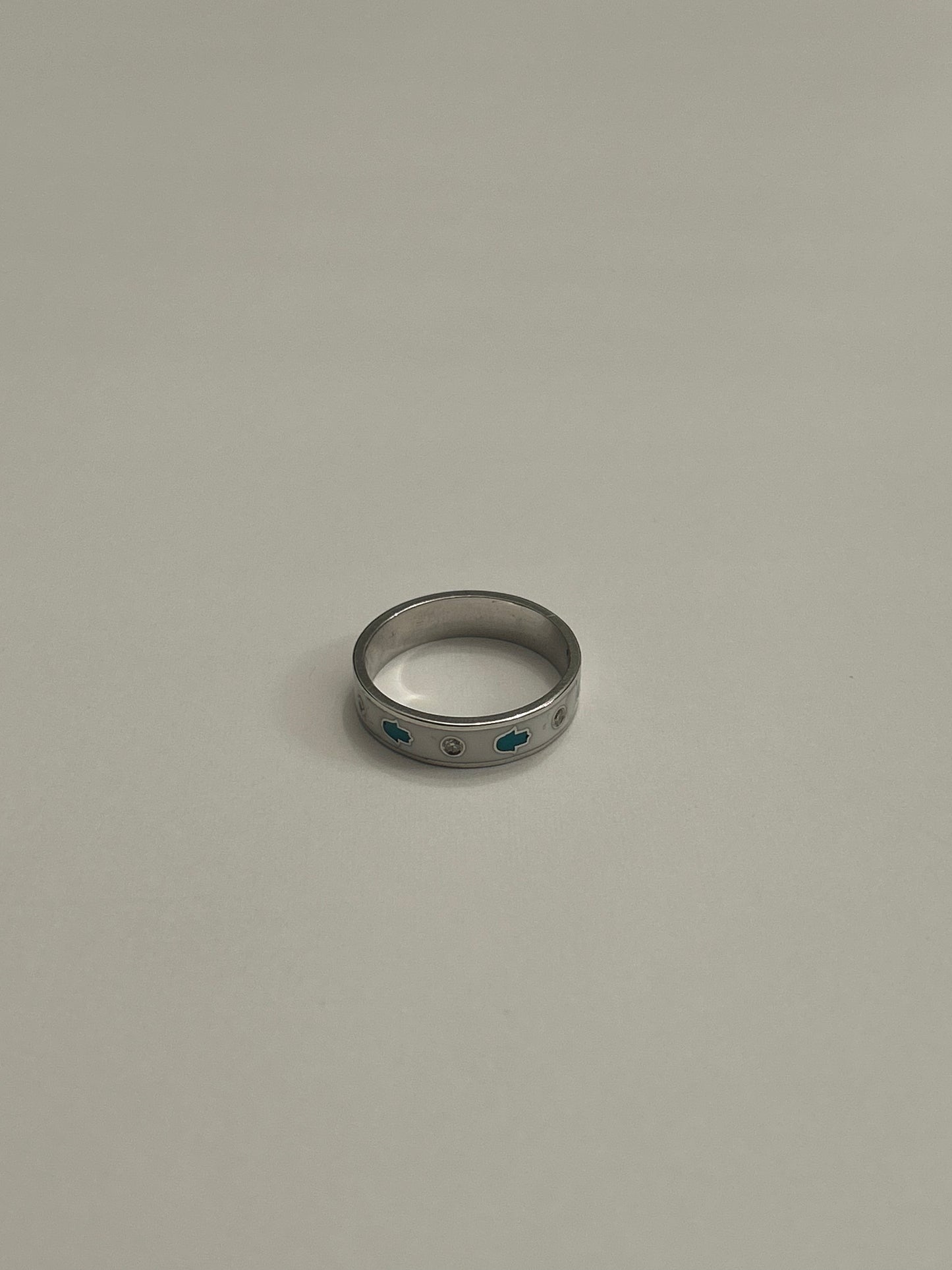 Fatima Hand and Diamonds White Ring