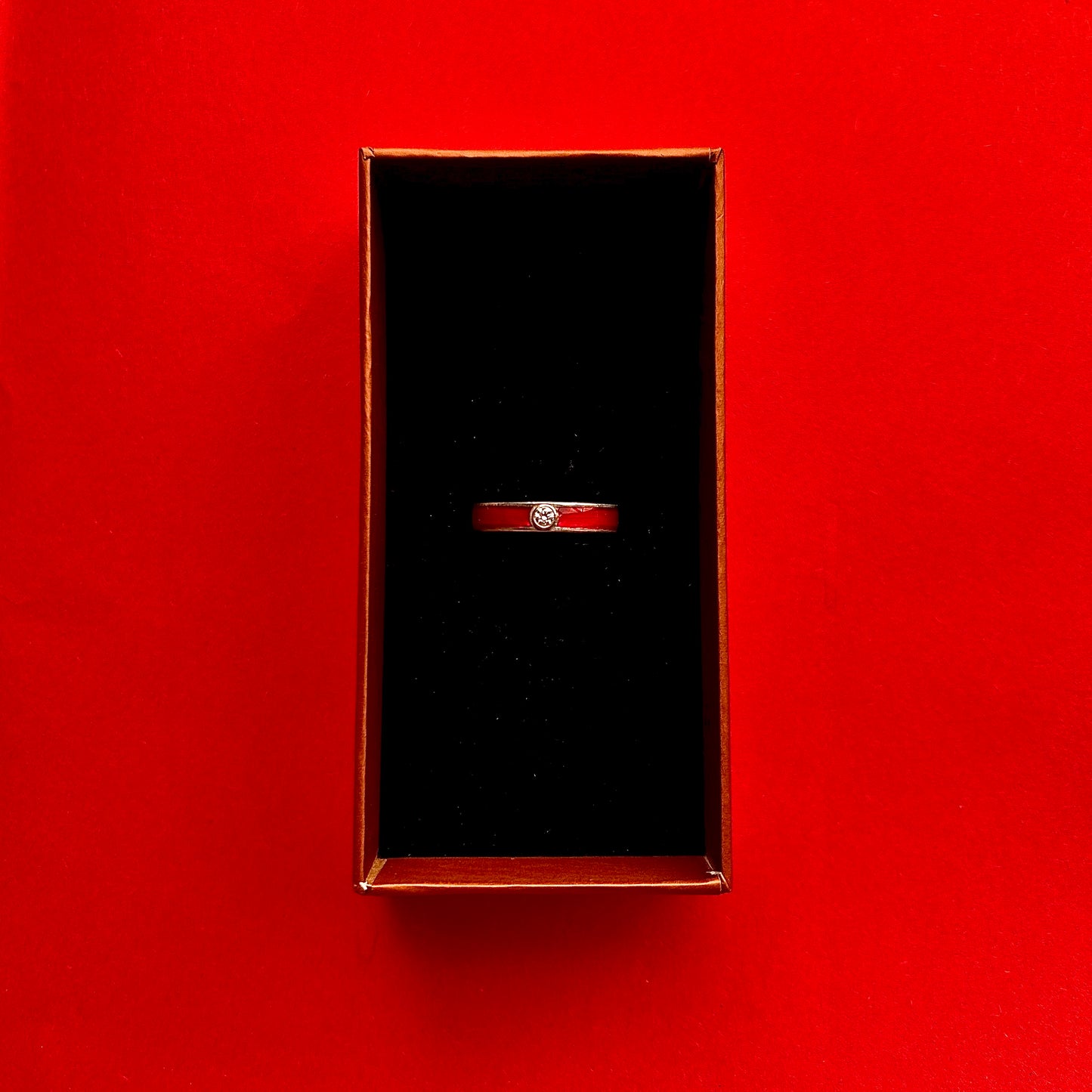 Vivid Auburn Ring with Center Diamond
