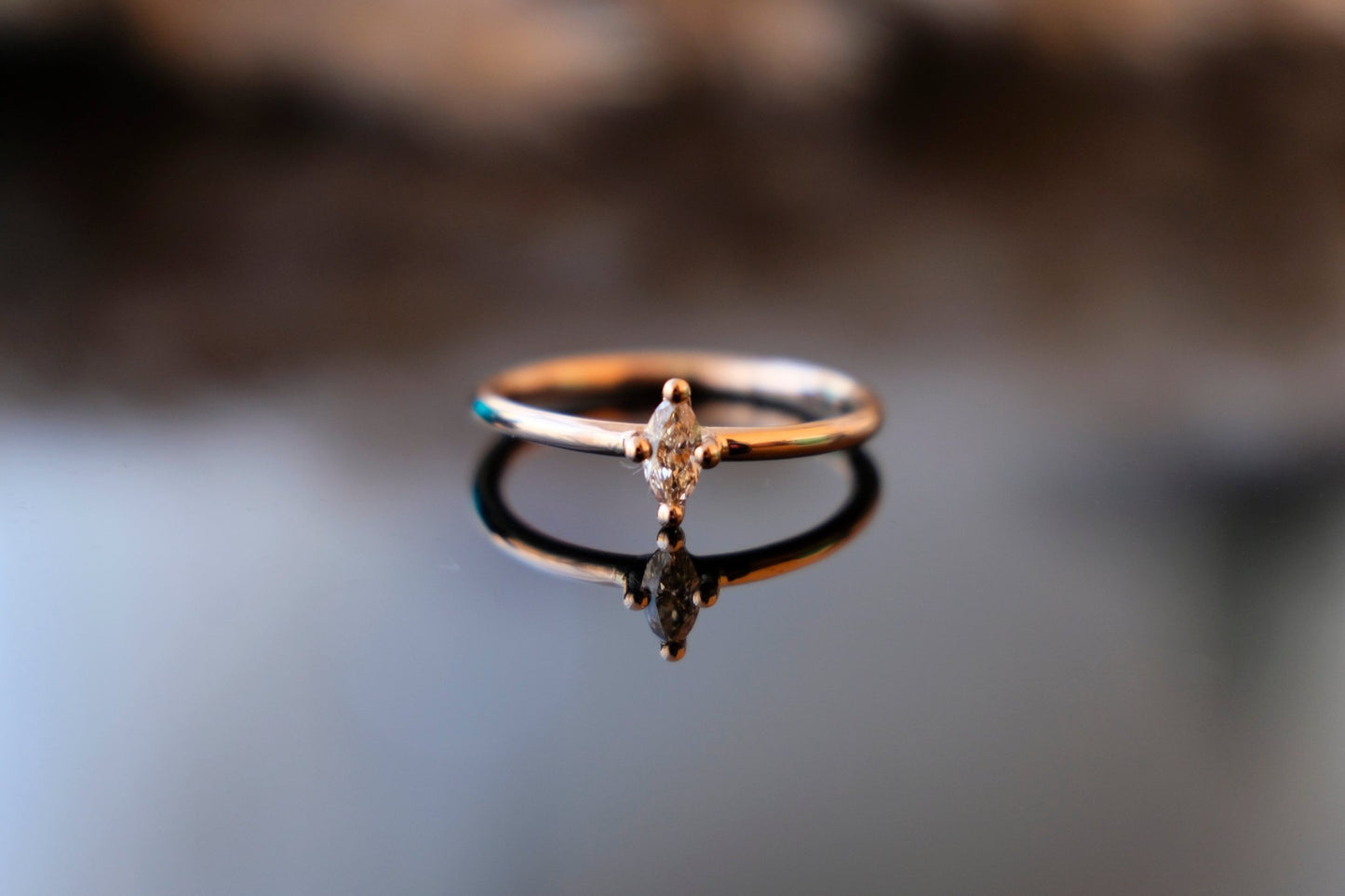Marquise-Cut Diamond Ring Rose Gold
