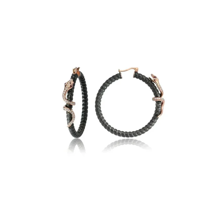Snake Detailed Hoop Earrings - Image 1