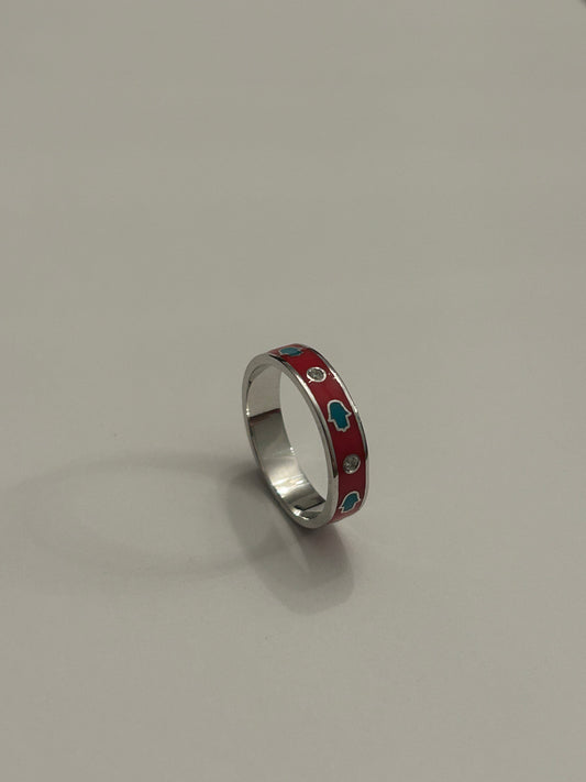 Fatima Hand and Diamonds Red Ring
