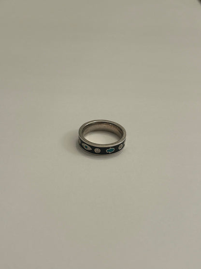 Fatima Hand and Evil Eye with Diamonds Black Ring