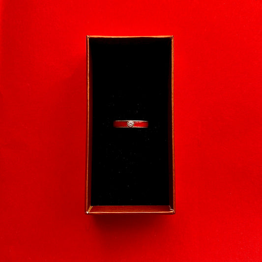 Vivid Auburn Ring with Center Diamond