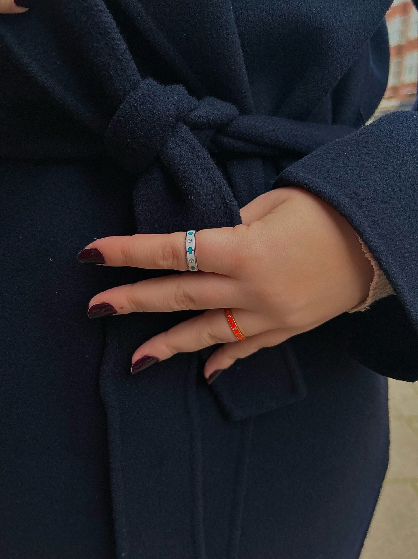 Fatima Hand and Diamonds White Ring