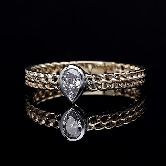 Drop-Cut Diamond Eclipse Ring