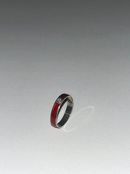 Vivid Auburn Ring with Center Diamond