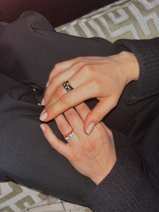 Fatima Hand and Evil Eye with Diamonds Black Ring