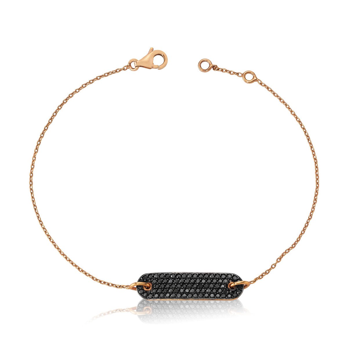 Rose Gold Plaquette Bracelet on Black Diamonds