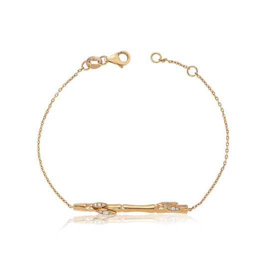 Bamboo Stick with Diamond Leafs Bracelet