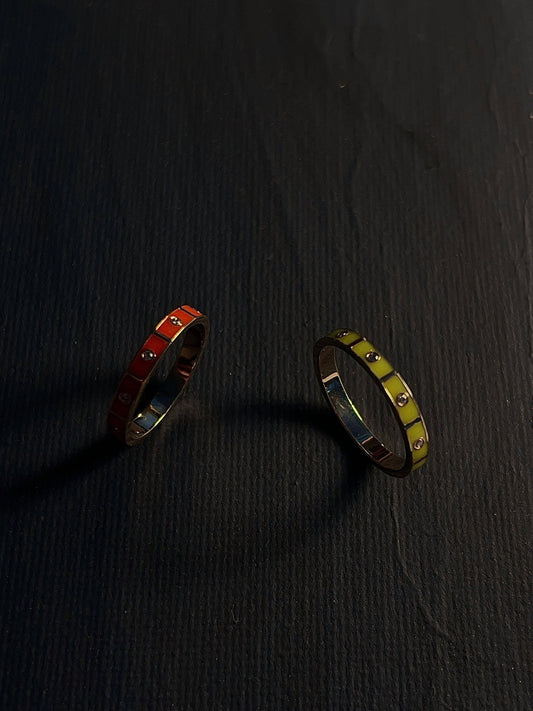 Sahara Yellow Ring with Diamonds & Sinopia Ring with Diamonds - Bundle