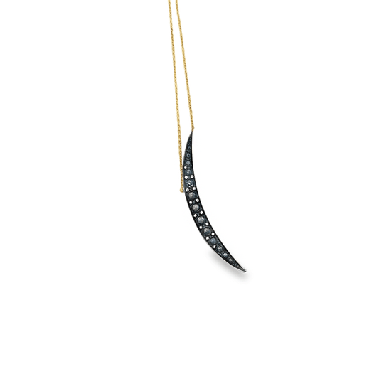 Blue Sapphire Moon Pendant with Diamonds