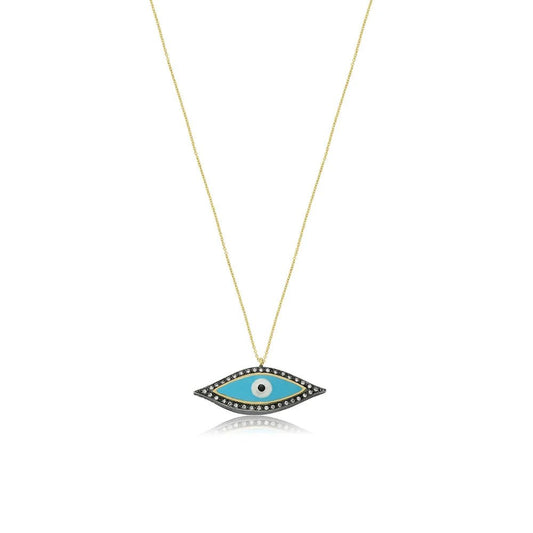 Simple Turquoise Evil Eye with Diamonds
