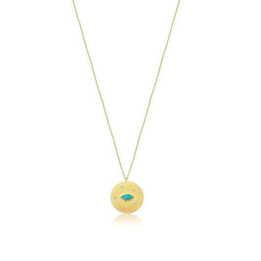 Turquoise on Yellow Gold Plate Necklace