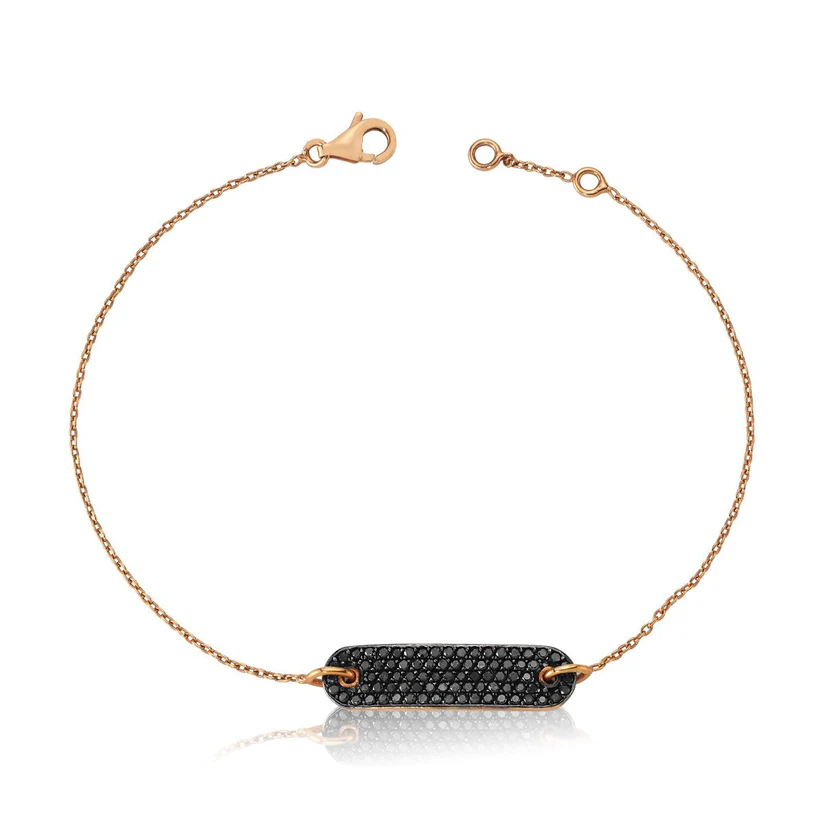 B120283 Rose Gold Plaquette Bracelet on Black Diamonds - Image 1