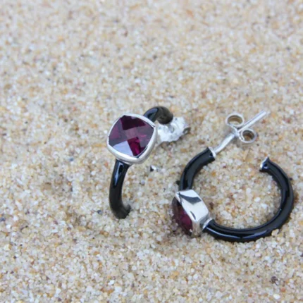 Rhodolıte Taşlı Mineli Küpe