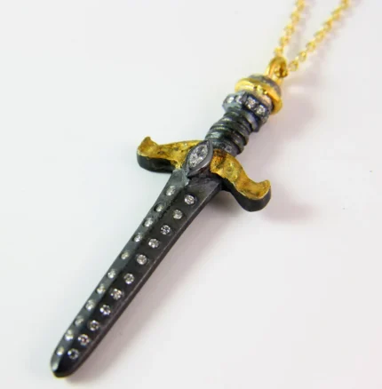 The Mighty Sword Necklace with 24K Yellow Gold and Diamonds