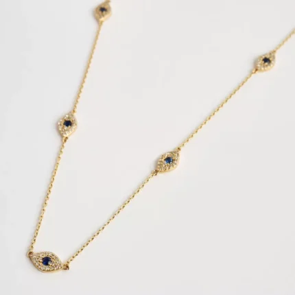 5-Stone Sapphire Eye Necklace