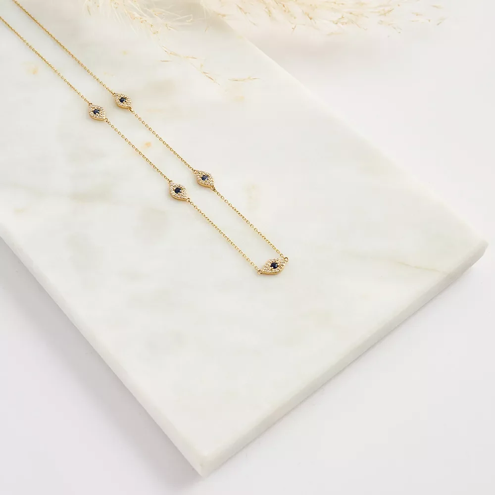 P240602 5-Stone Sapphire Eye Necklace - Image 5