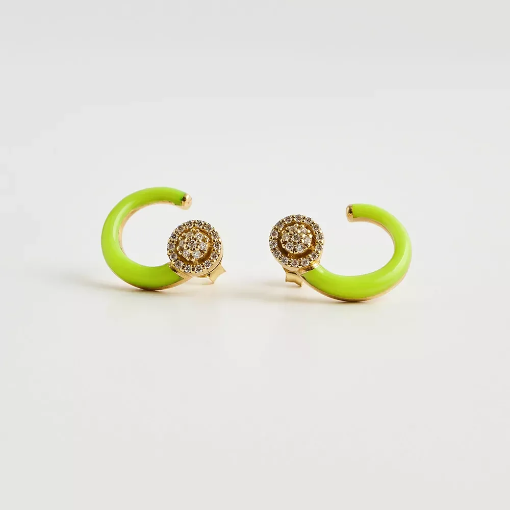 E220115 Pırlanta Taşlı Mineli Küpe - Image 1