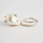 Barok İnci Detaylı Pırlantalı Yüzük - Image 2