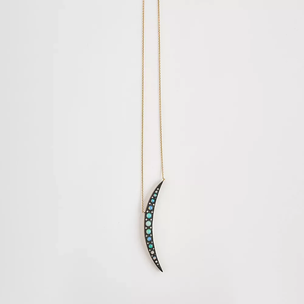 p230542 Opal Taşlı Ay Kolye - Image 3