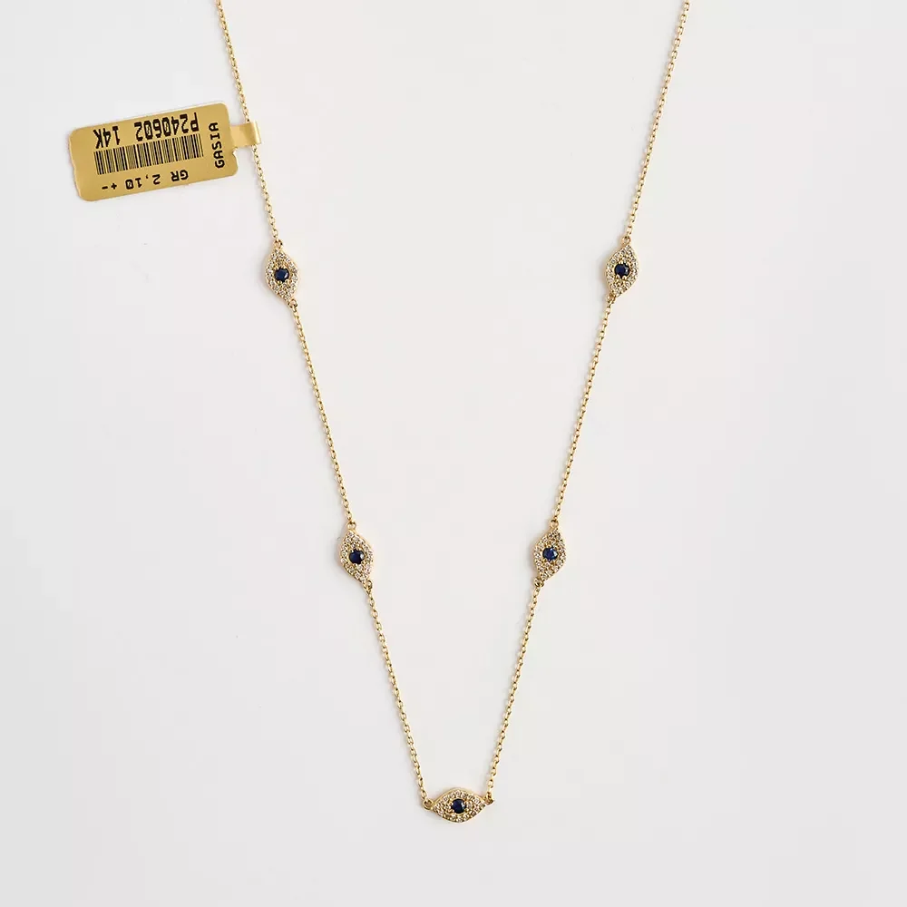 P240602 5-Stone Sapphire Eye Necklace - Image 4