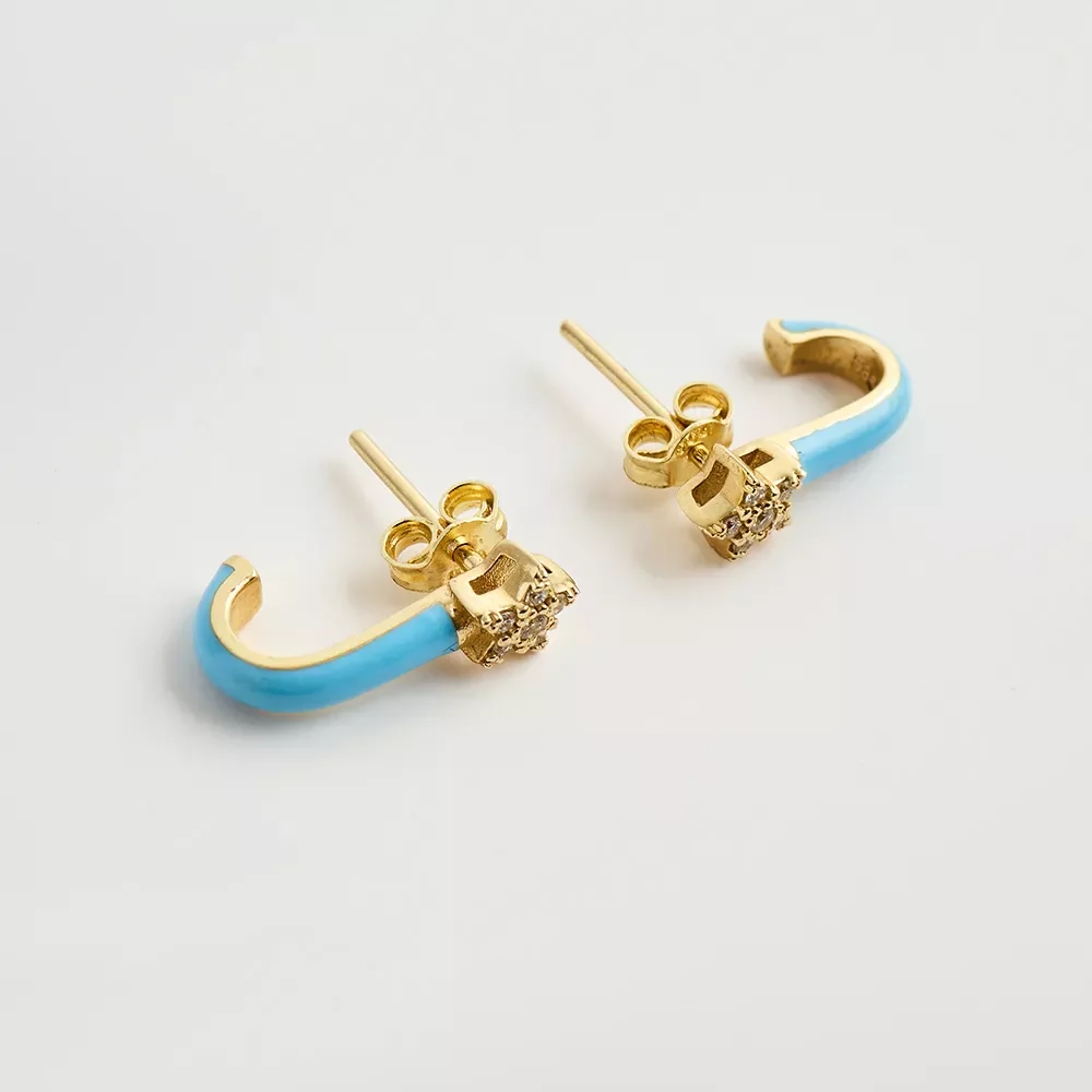 E210235 Pırlanta Taşlı Mineli Yıldız Küpe - Image 5