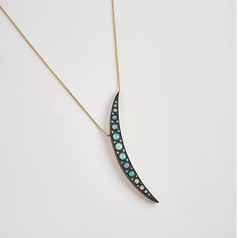 p230542 Opal Taşlı Ay Kolye - Image 4