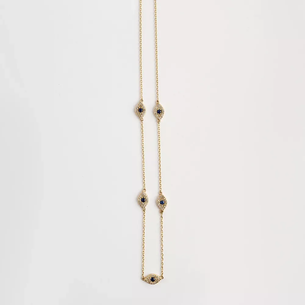 P240602 5-Stone Sapphire Eye Necklace - Image 2