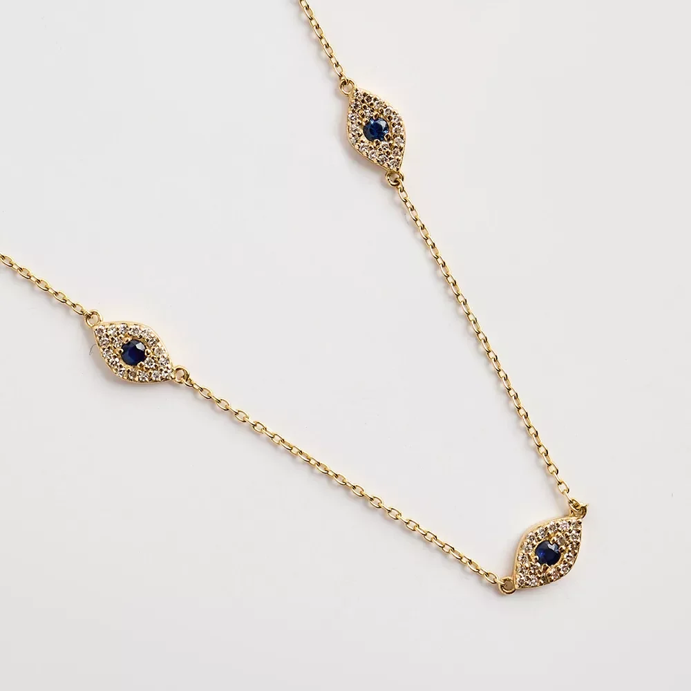 P240602 5-Stone Sapphire Eye Necklace - Image 3