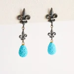 Fleur de Lis Turquoise Earrings - Image 2