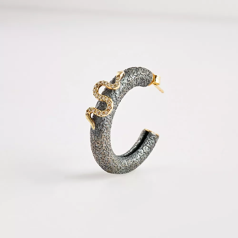 E250015 Yılan Sarılmış Halka Küpe - Image 5