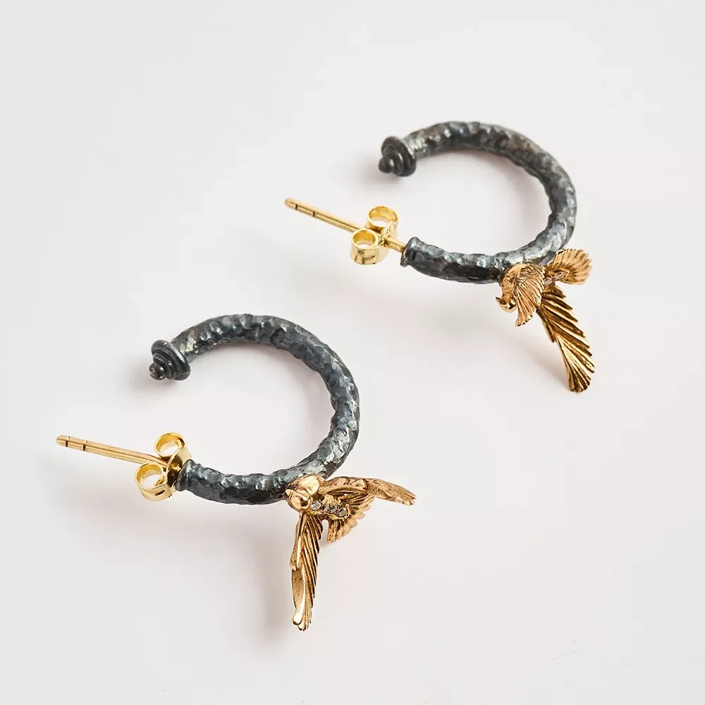 e240136 Güvercin detaylı halka küpe - Image 8