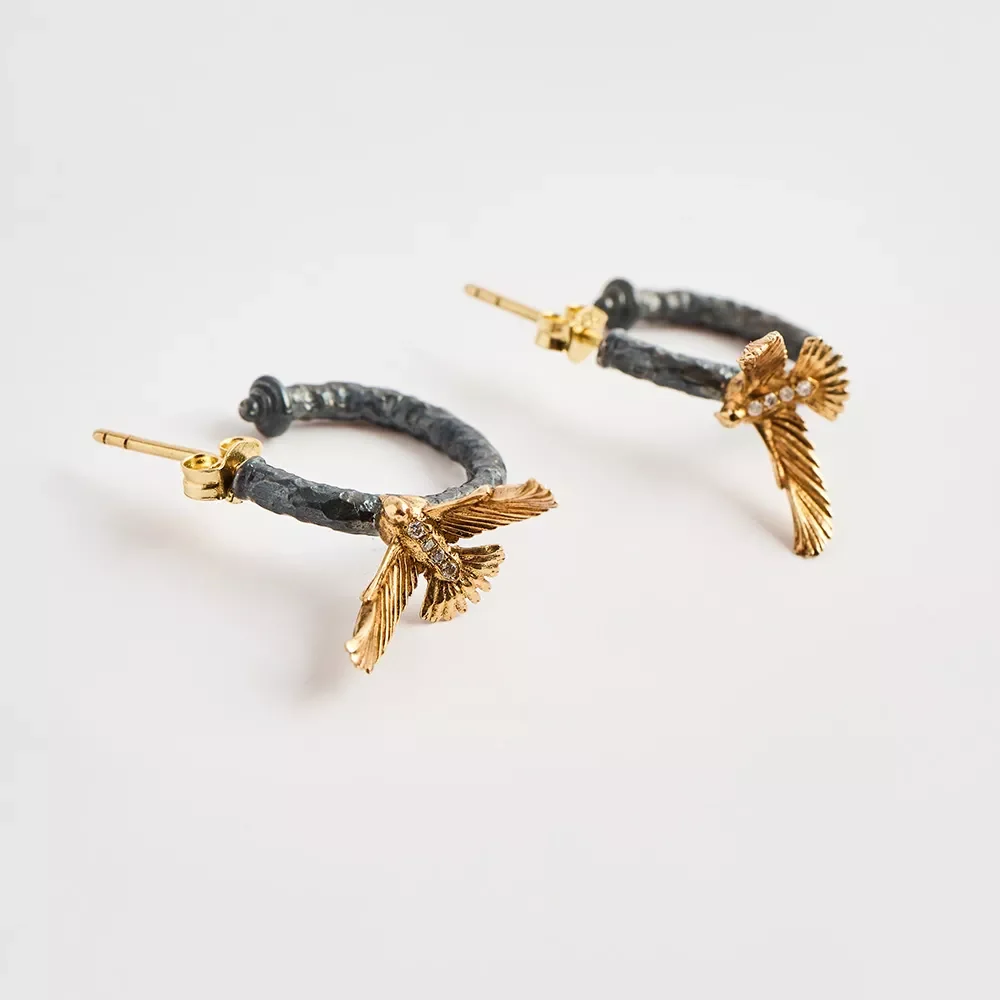 e240136 Güvercin detaylı halka küpe - Image 9