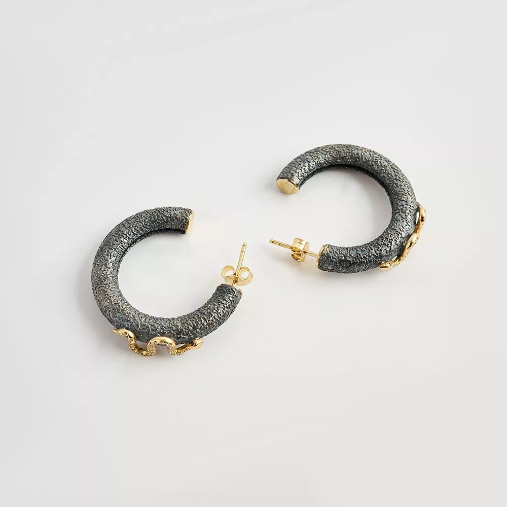 E250015 Yılan Sarılmış Halka Küpe - Image 7