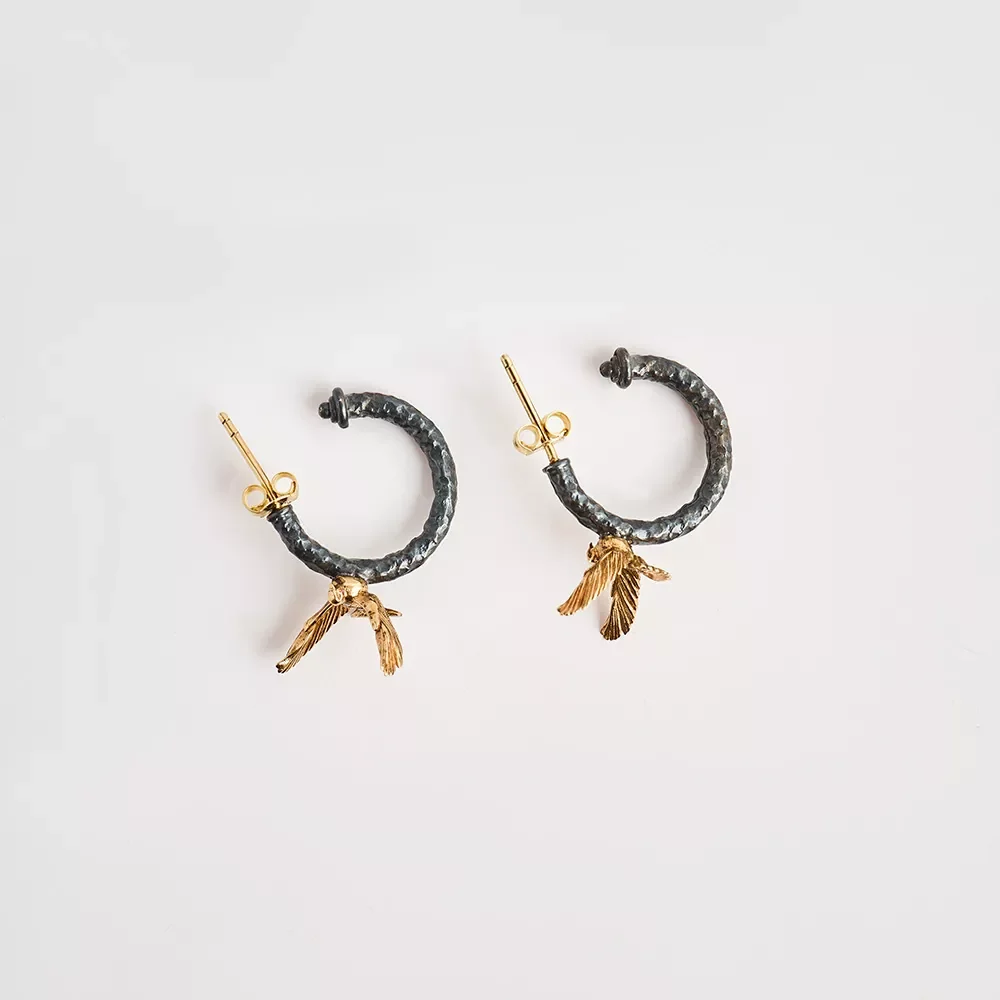 e240136 Güvercin detaylı halka küpe - Image 10