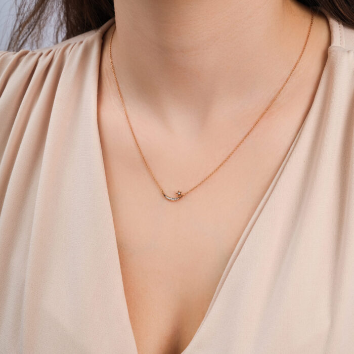 Moon & Star Necklace - Görsel 1