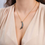 Crescent Moon Necklace with Opal Detail