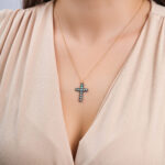 Opal Detailed Cross Pendant Necklace