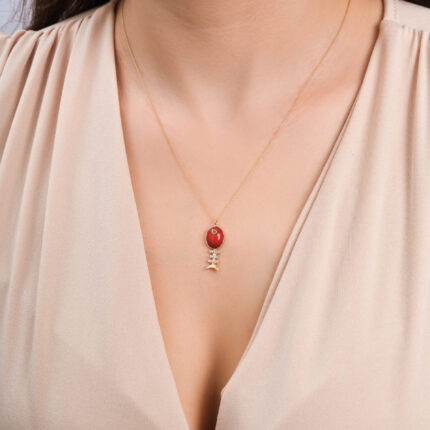 Coral Stone Fish Necklace