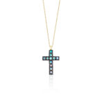 Opal Detailed Cross Pendant Necklace - Görsel 2