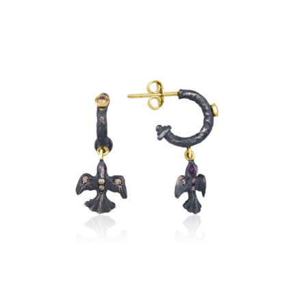 Swinging Bird Hoop Earrings