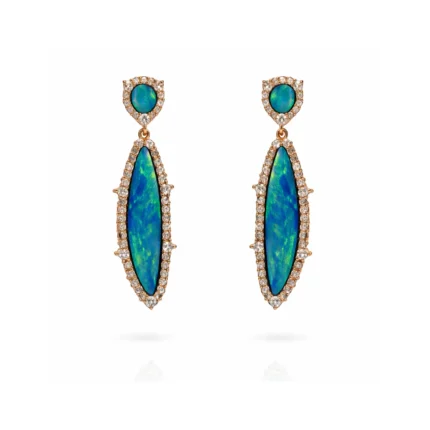 Opal Taşlı Uzun Sallantılı Küpe