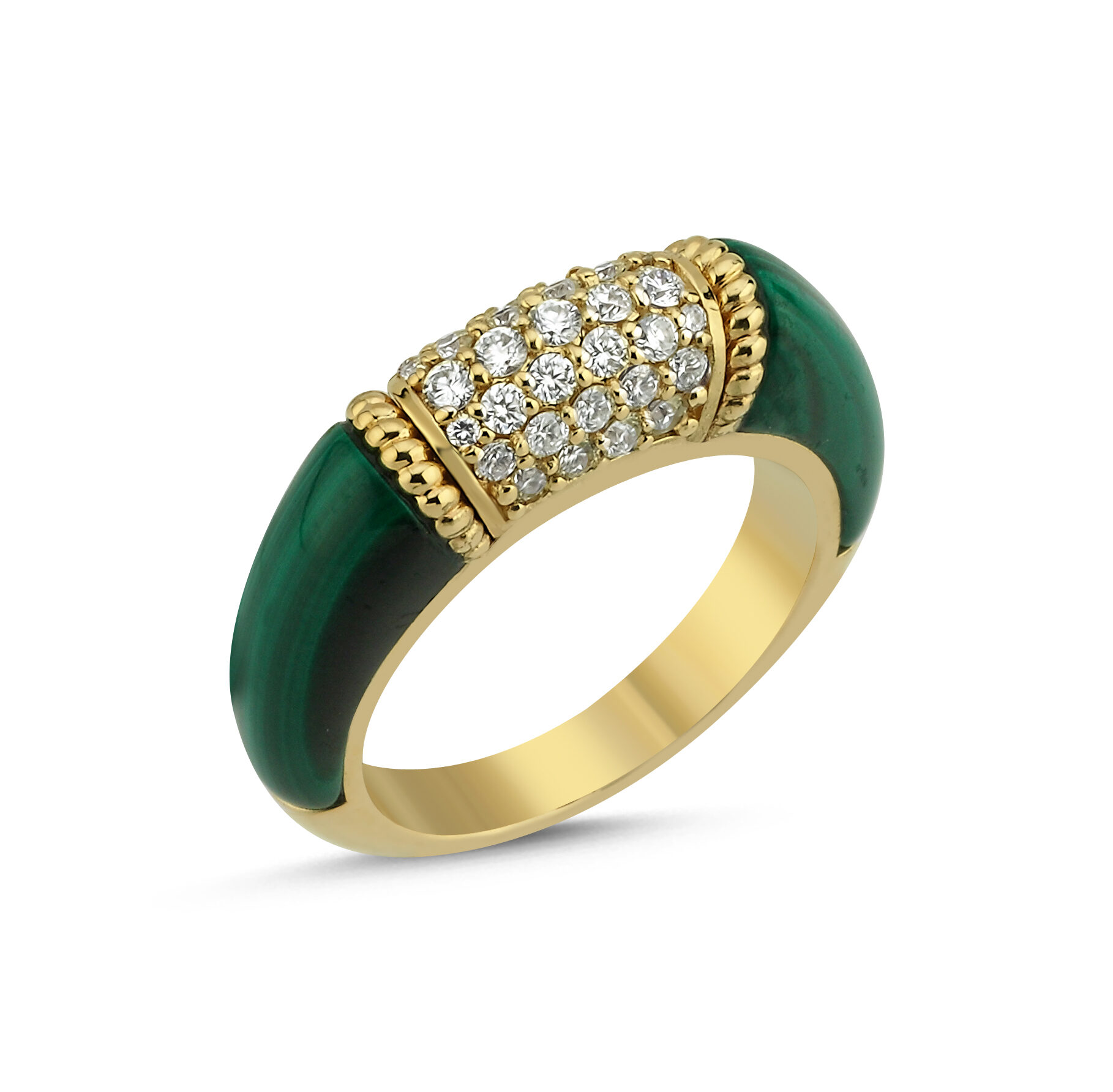 R230102 Malakit ve pırlanta yüzük - Image 1