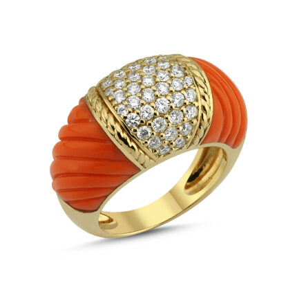 Mercan ve pırlantalı yüzük