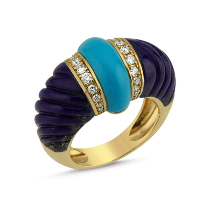 Lapis ve firuze pırlantalı yüzük