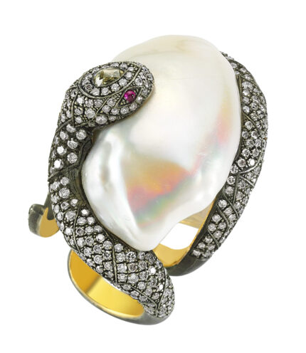 Barok incili yılanlı yüzük