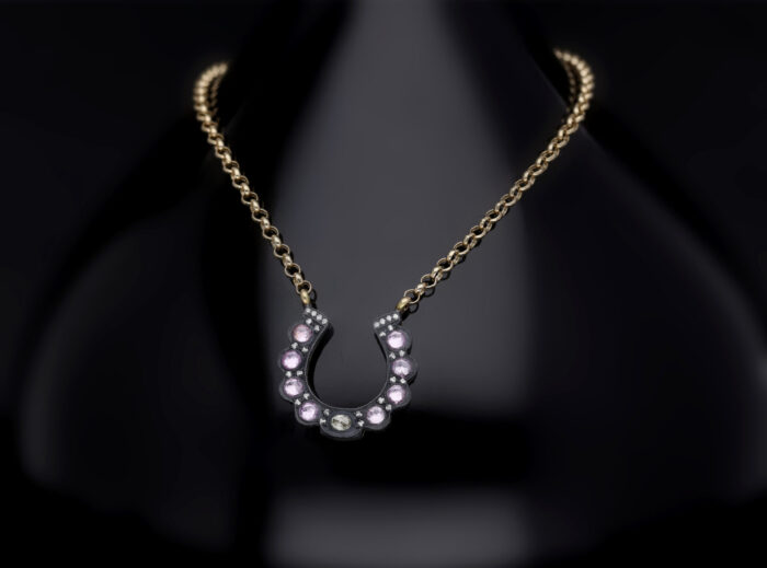 pink elmas kesim safirli-pırlantalı nal - Image 1