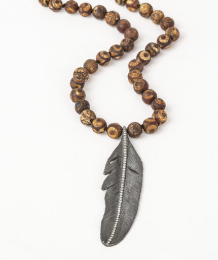 Tibet akikli tüy kolye